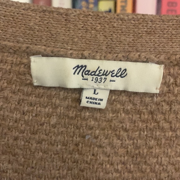 Madewell tan waffle knit sweater with faux wrap detail - Picture 2 of 4